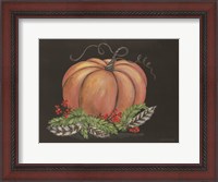 Framed Pumpkin and Feathers