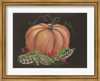 Framed Pumpkin and Feathers