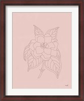 Framed Gardenia Line Drawing Pink