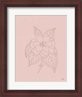 Framed Gardenia Line Drawing Pink