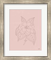 Framed Gardenia Line Drawing Pink