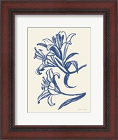 Framed Ink Lilies II Blue