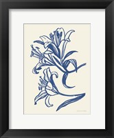 Framed Ink Lilies II Blue