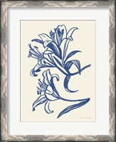 Framed Ink Lilies II Blue