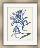Framed Ink Lilies II Blue