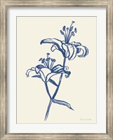Framed Ink Lilies I Blue