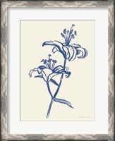 Framed Ink Lilies I Blue