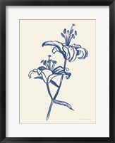 Ink Lilies I Blue Framed Print