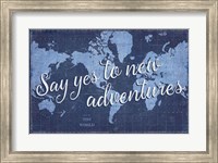 Framed Blueprint World Map Say Yes