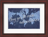 Framed Blueprint World Map Say Yes