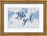 Framed Blueprint World Map Lets Go