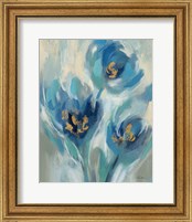 Framed 'Blue Fairy Tale Floral I' border=