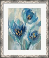 Framed 'Blue Fairy Tale Floral I' border=