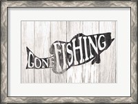 Framed Gone Fishing Sign