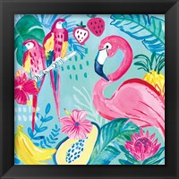 Framed 'Fruity Flamingos V' border=