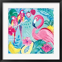 Framed Fruity Flamingos V