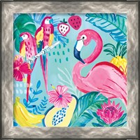 Framed 'Fruity Flamingos V' border=