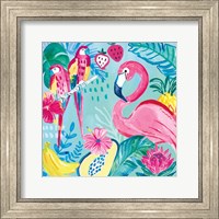 Framed Fruity Flamingos V
