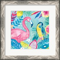 Framed 'Fruity Flamingos IV' border=