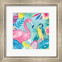 Framed 'Fruity Flamingos IV' border=