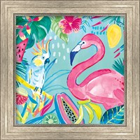 Framed 'Fruity Flamingos III' border=
