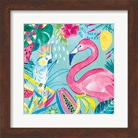 Framed Fruity Flamingos III