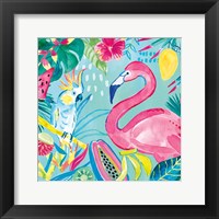 Framed 'Fruity Flamingos III' border=