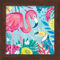 Framed 'Fruity Flamingos II' border=