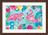 Framed Fruity Flamingos I