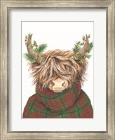Framed Christmas Highland Cow