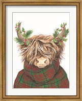 Framed Christmas Highland Cow