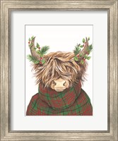 Framed Christmas Highland Cow