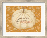 Framed Autumn Leaves & Pumpkin