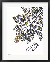 Framed Joy Navy Gold Leaves