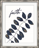 Framed Faith Navy Gold Leaves