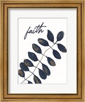 Framed Faith Navy Gold Leaves