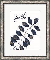 Framed Faith Navy Gold Leaves