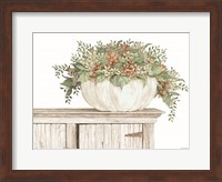 Framed Fall Floral Pumpkin (white)