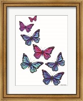 Framed Vibrant Flying Butterflies