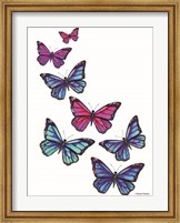 Framed Vibrant Flying Butterflies