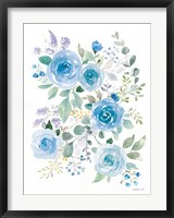 Framed Lush Roses II Blue