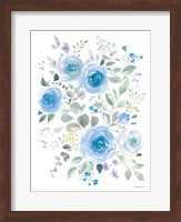 Framed Lush Roses I Blue