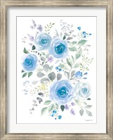 Framed Lush Roses I Blue