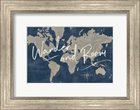 Framed World Map Collage Deep Wander