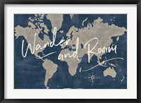Framed World Map Collage Deep Wander