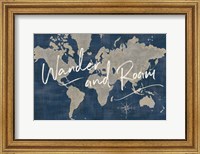 Framed World Map Collage Deep Wander