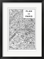 Framed Inverted Paris Map