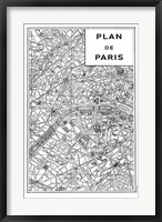 Framed Inverted Paris Map