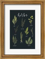 Framed Light Green Herbs I Black