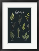 Framed Light Green Herbs I Black